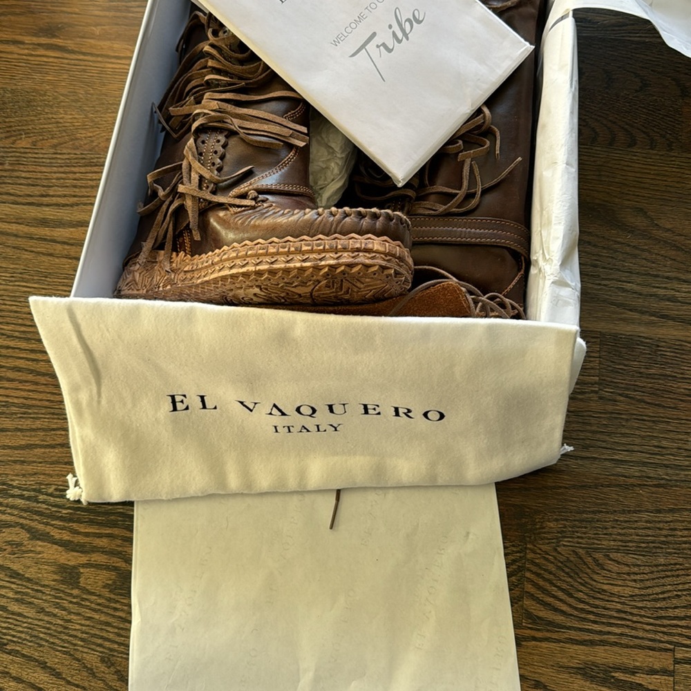 EL VAQUERO chestnut 🤎 BNIB Moccasin Boots Size 37 - Picture 13 of 16